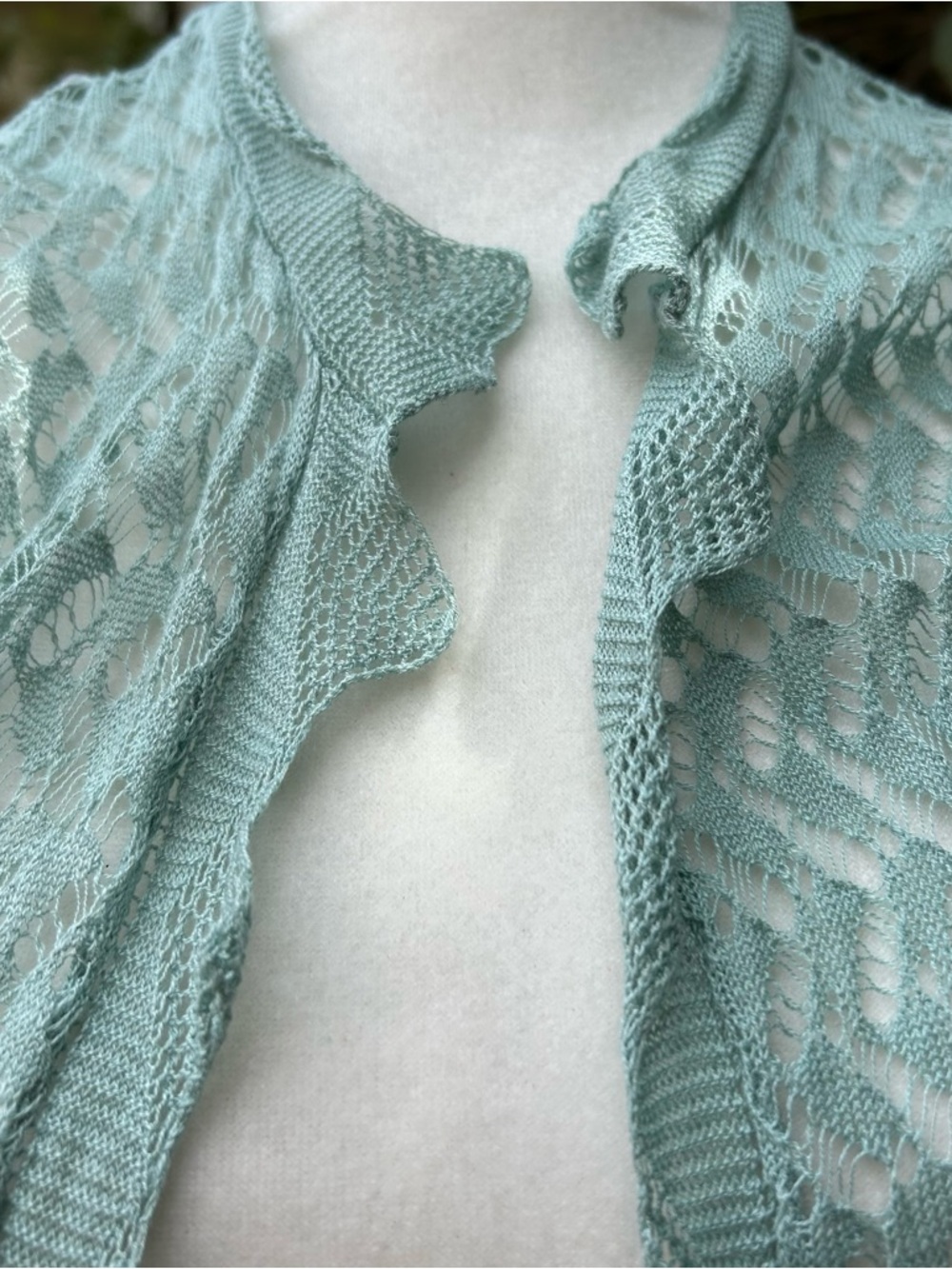 Vintage Max Azria Collection Cardigan Lace Crochet Open Front Green - Picture 7 of 13
